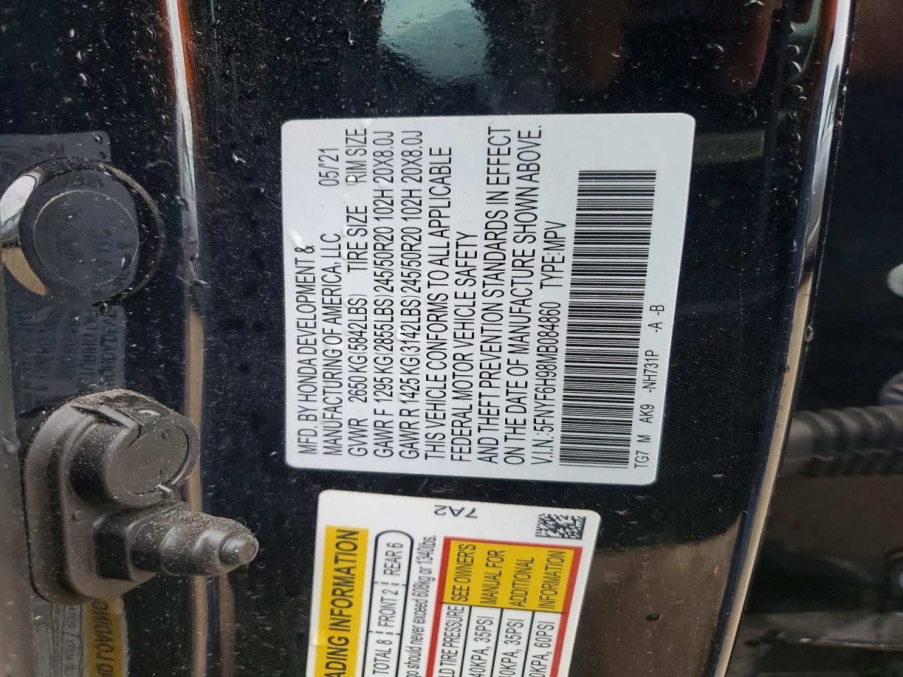 2021 HONDA PILOT