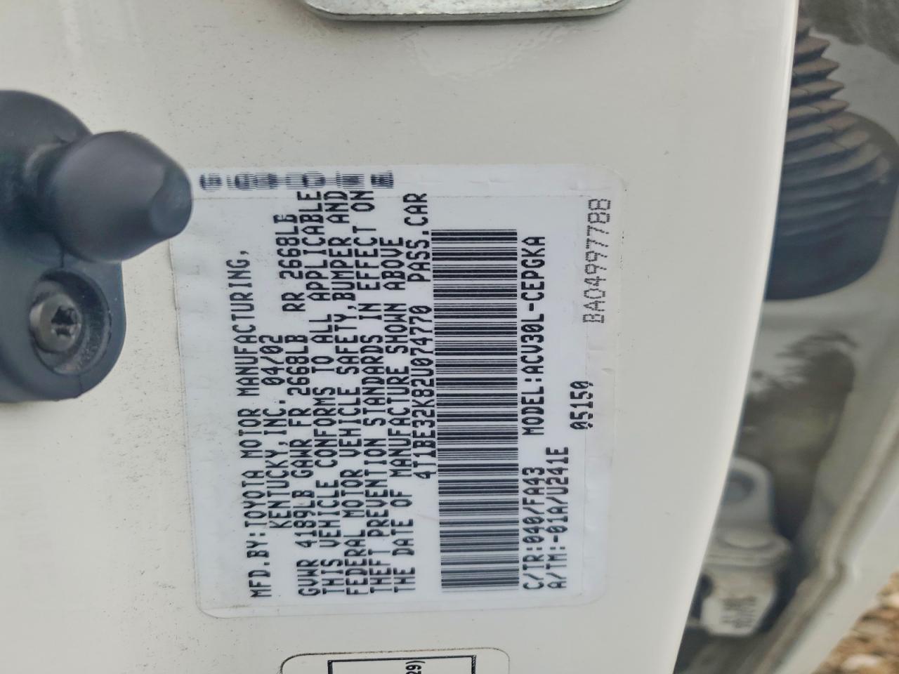 2002 TOYOTA CAMRY