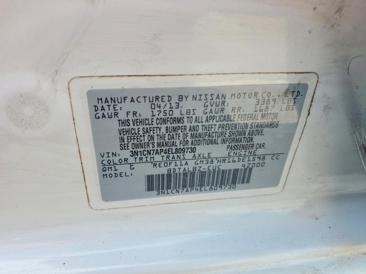 2014 NISSAN VERSA