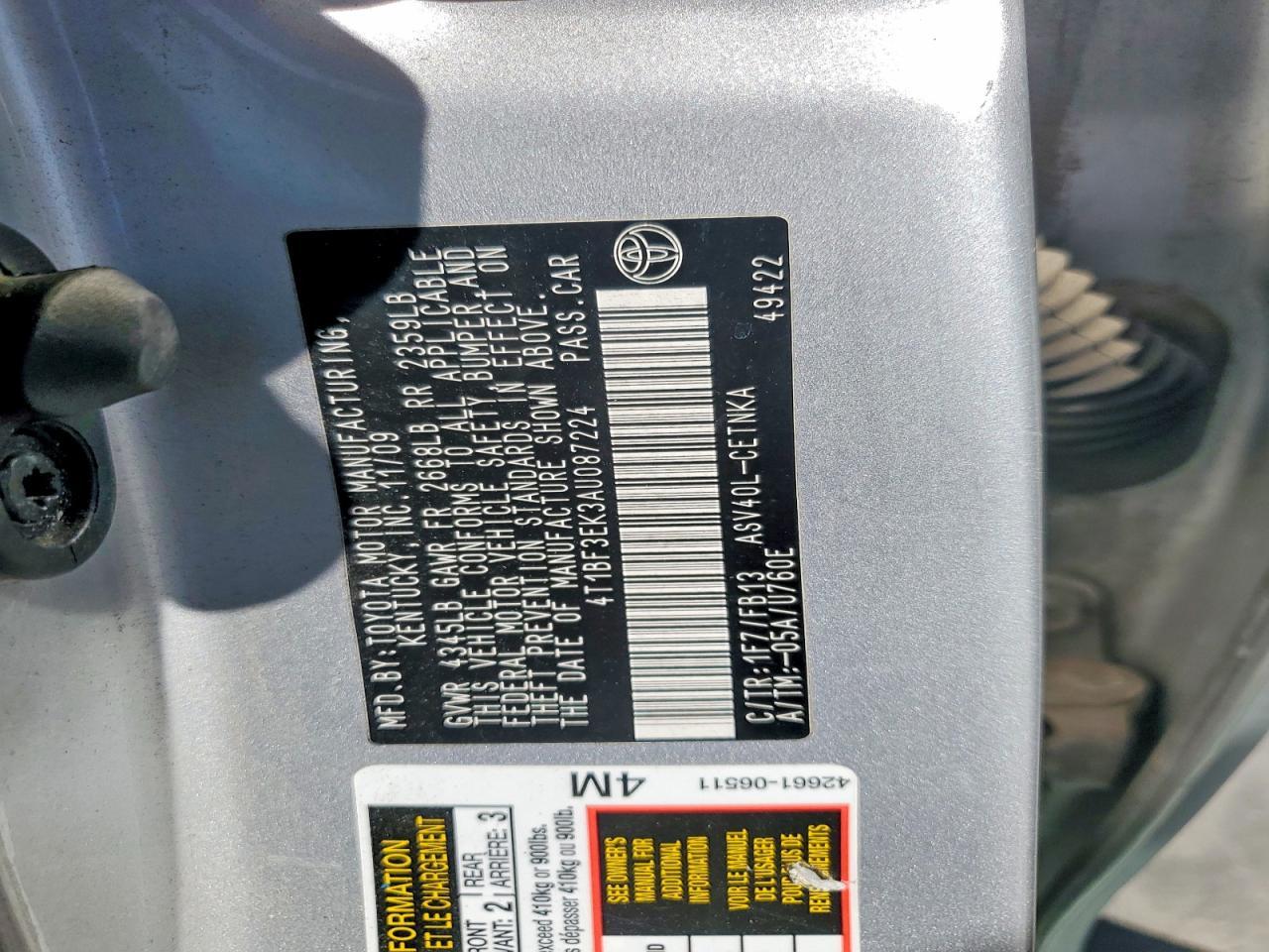 2010 TOYOTA CAMRY