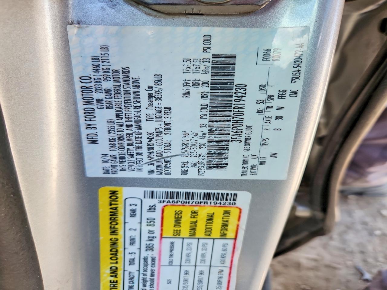 2015 FORD FUSION