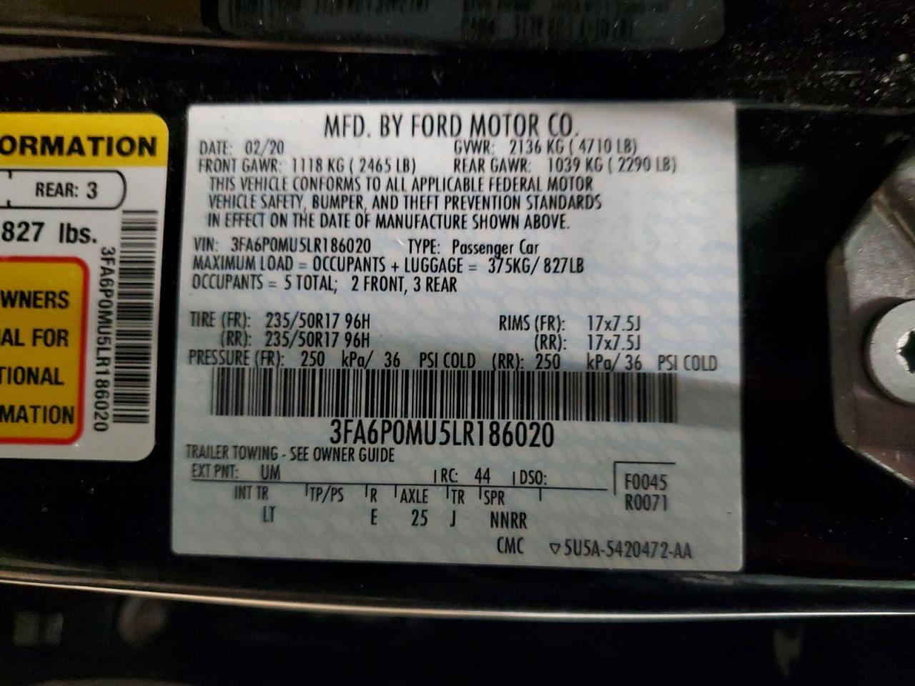 2020 FORD FUSION