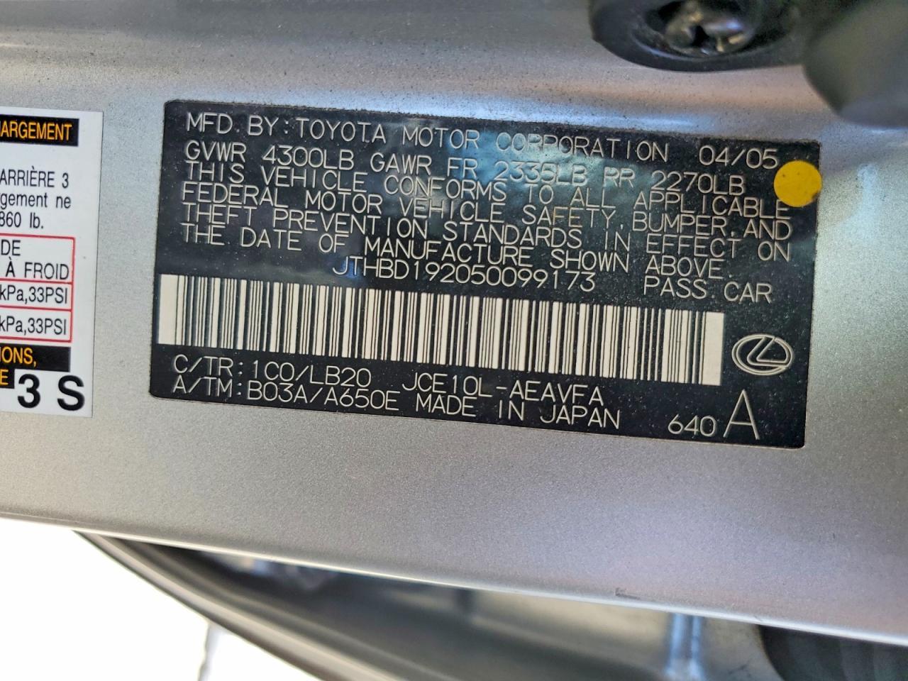 2005 LEXUS IS 300