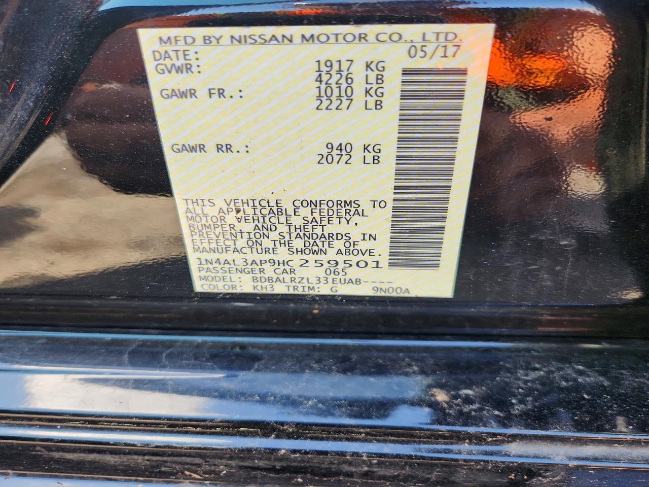 2017 NISSAN ALTIMA