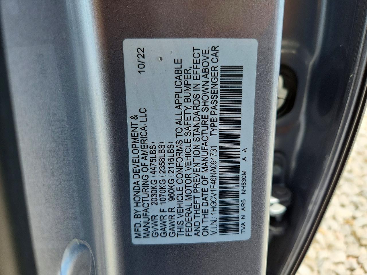 2022 HONDA ACCORD