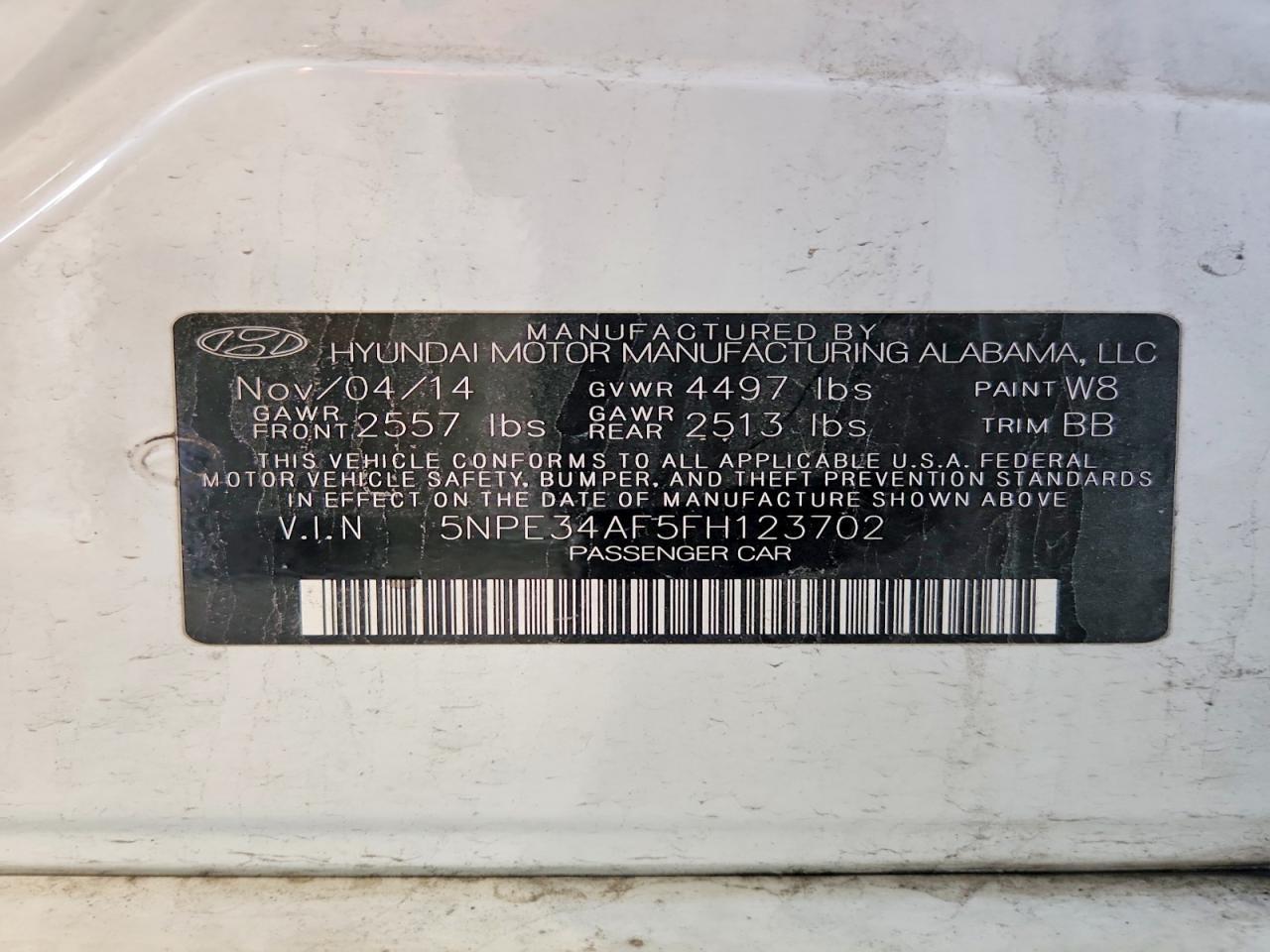 2015 HYUNDAI SONATA