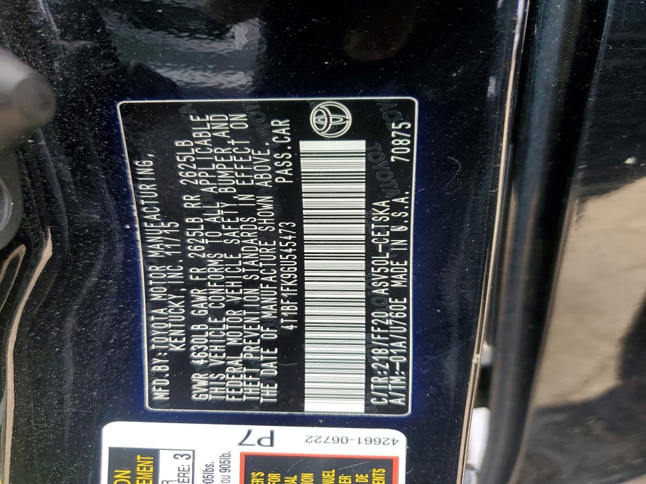 2016 TOYOTA CAMRY