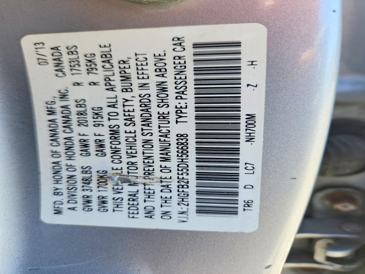 2013 HONDA CIVIC