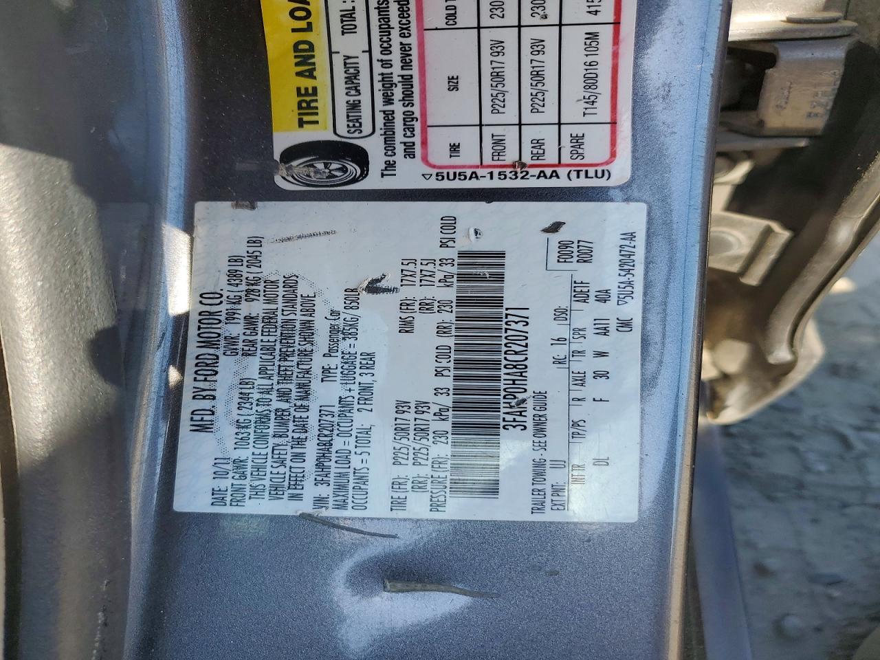 2012 FORD FUSION