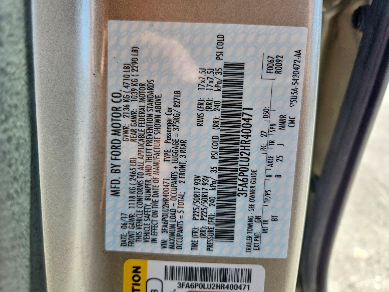 2017 FORD FUSION