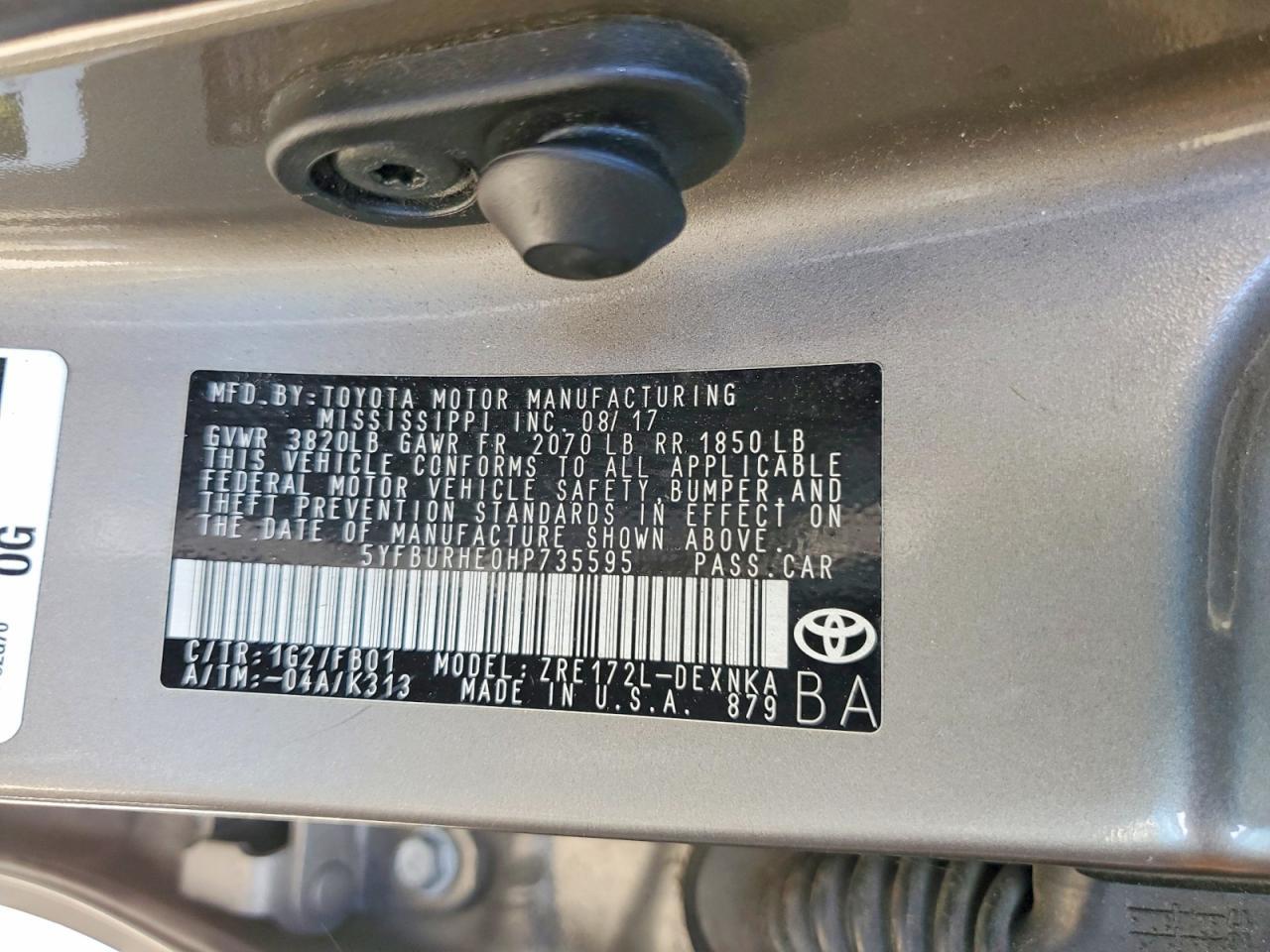 2017 TOYOTA COROLLA