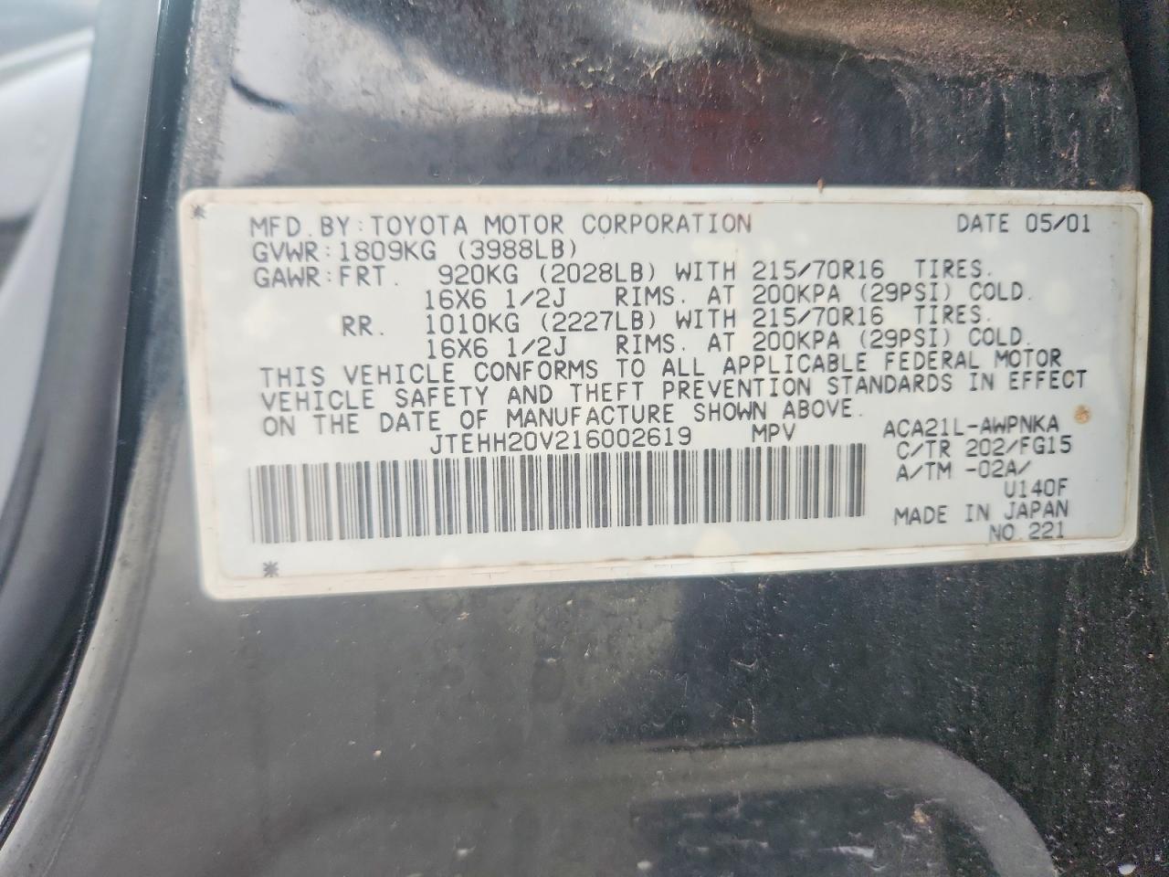 2001 TOYOTA RAV4