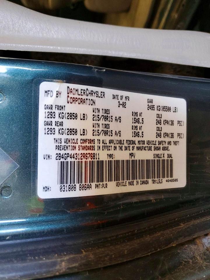 2002 DODGE GRAND CARAVAN