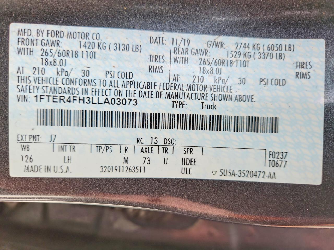 2020 FORD RANGER
