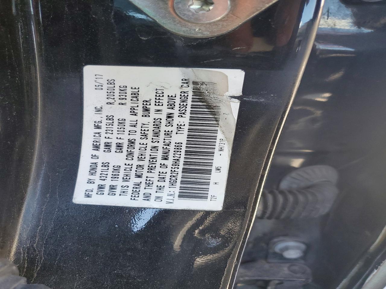 2017 HONDA ACCORD