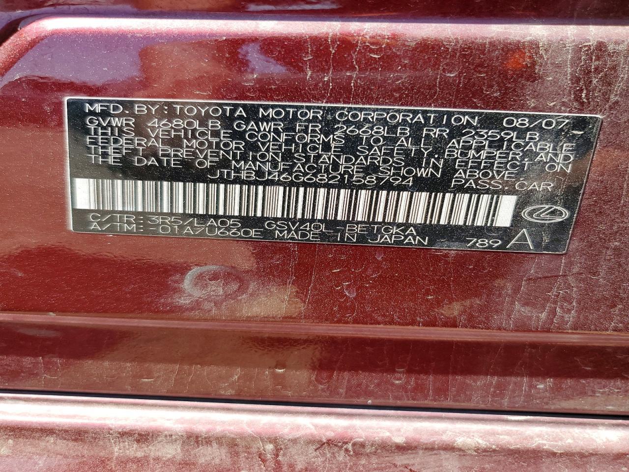 2008 LEXUS ES 350