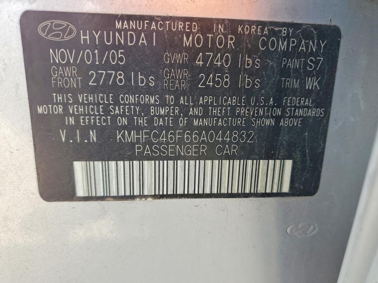 2006 HYUNDAI Azera