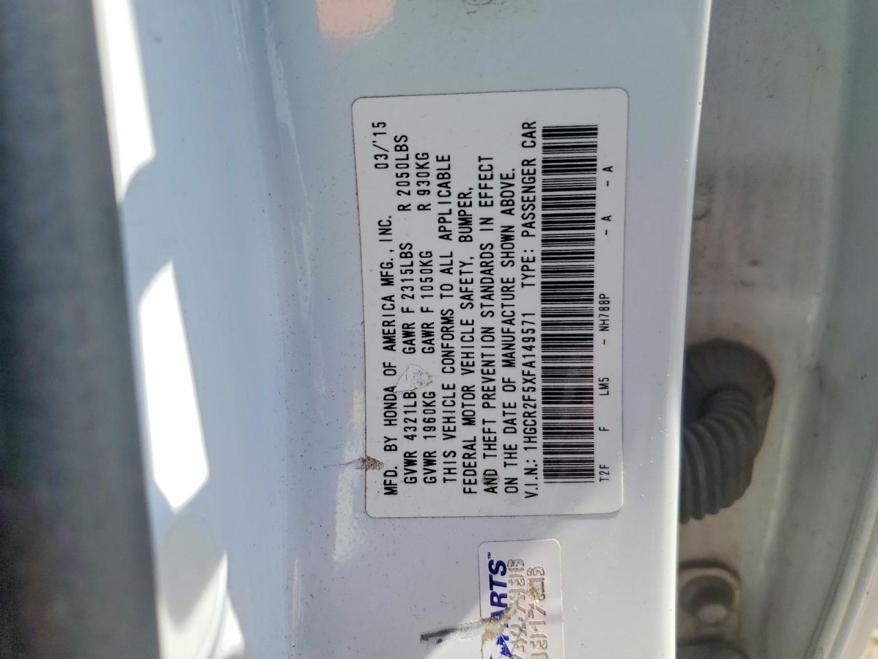 2015 HONDA ACCORD