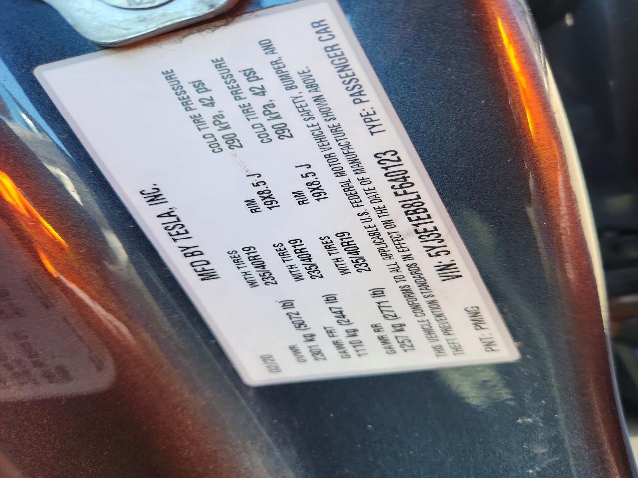 2020 TESLA MODEL 3