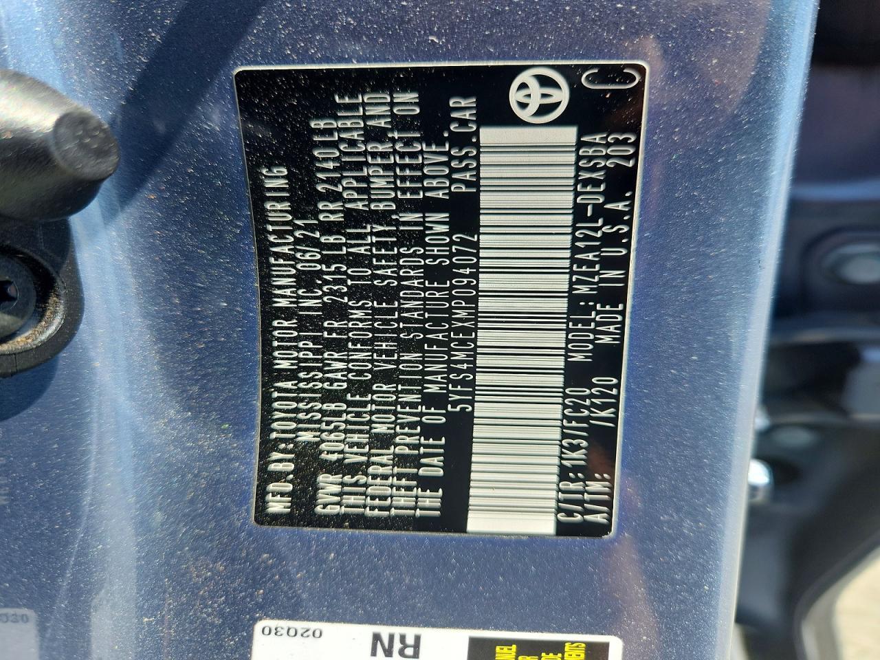 2021 TOYOTA COROLLA