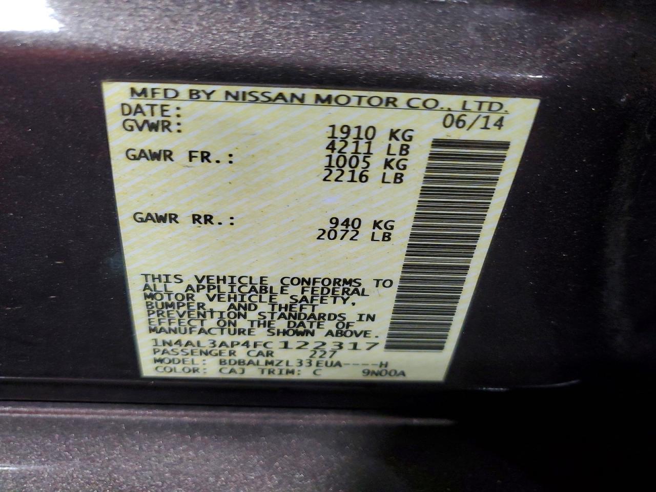 2015 NISSAN ALTIMA