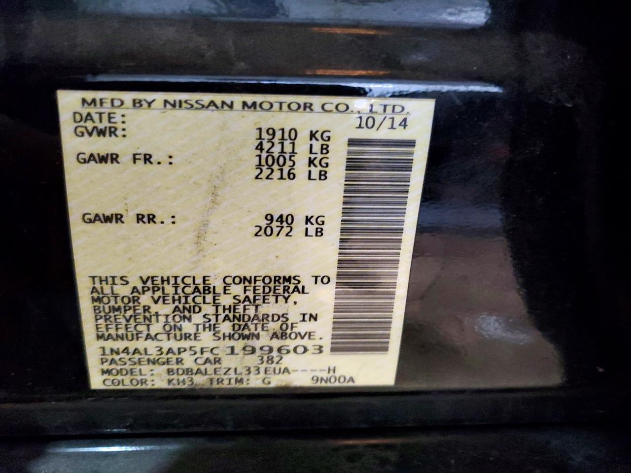 2015 NISSAN ALTIMA
