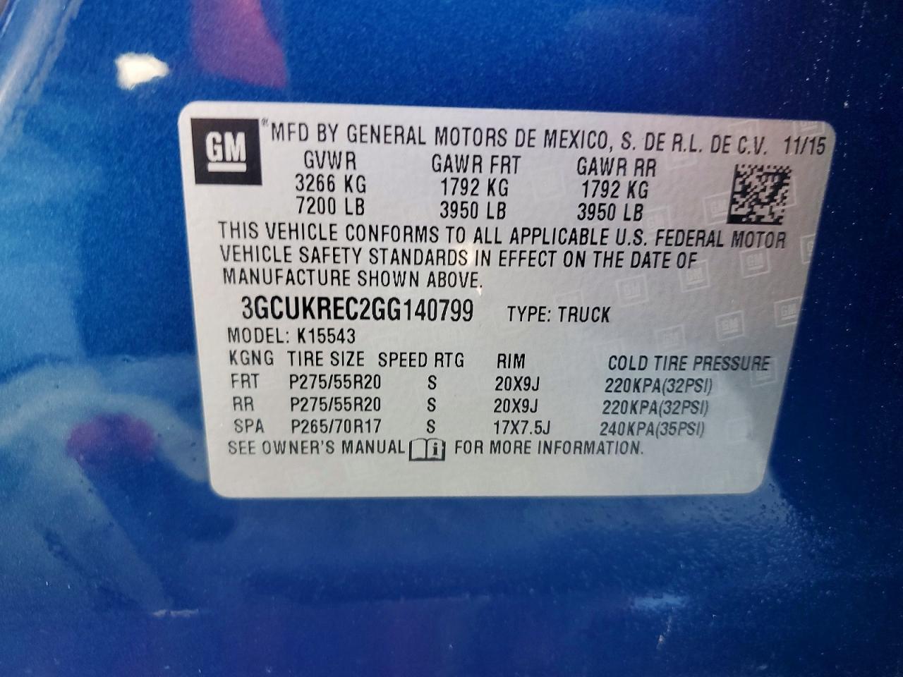 2016 CHEVROLET SILVERADO 1500