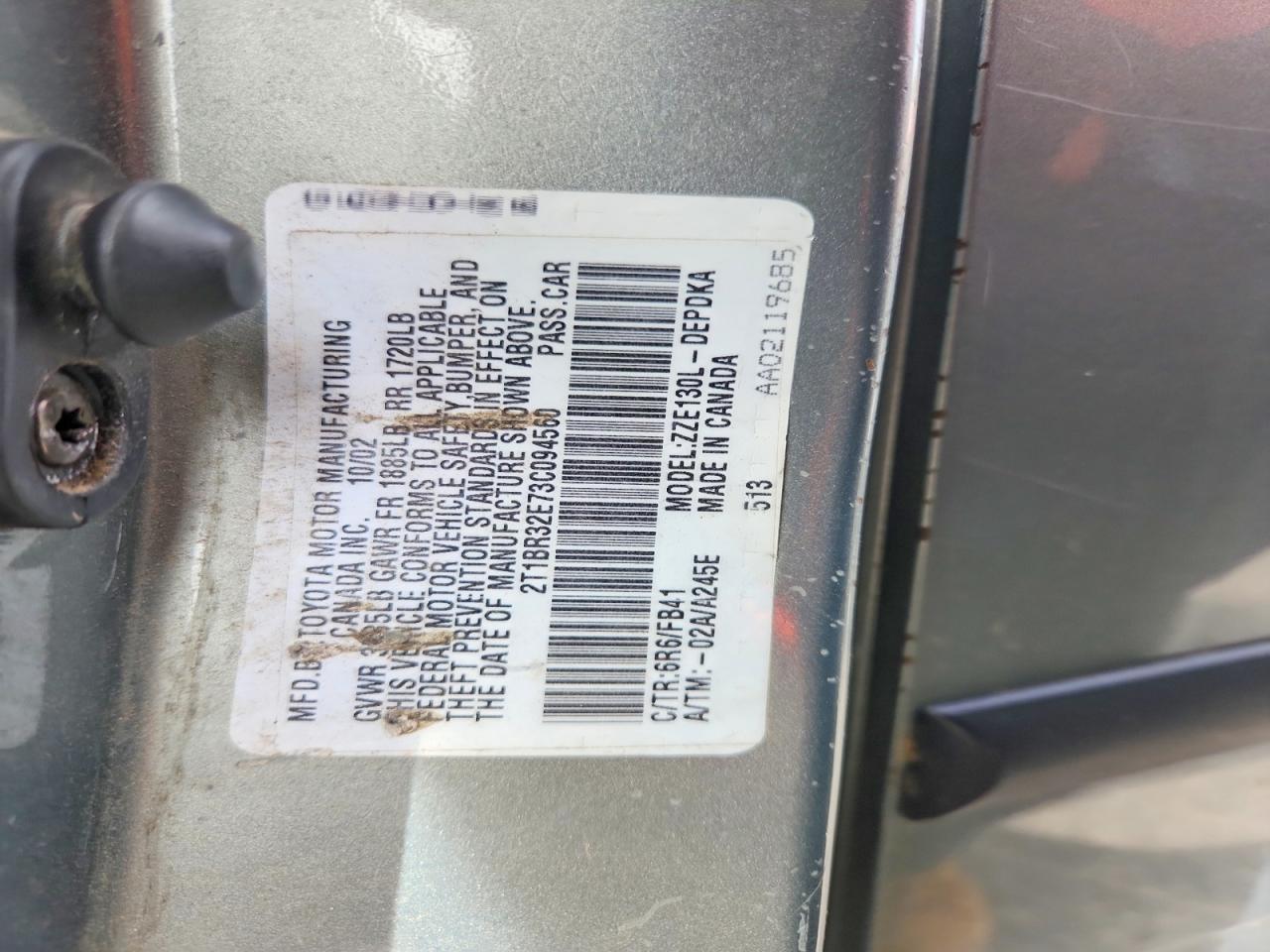 2003 TOYOTA COROLLA