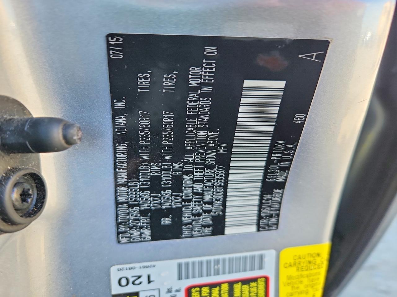 2015 TOYOTA SIENNA