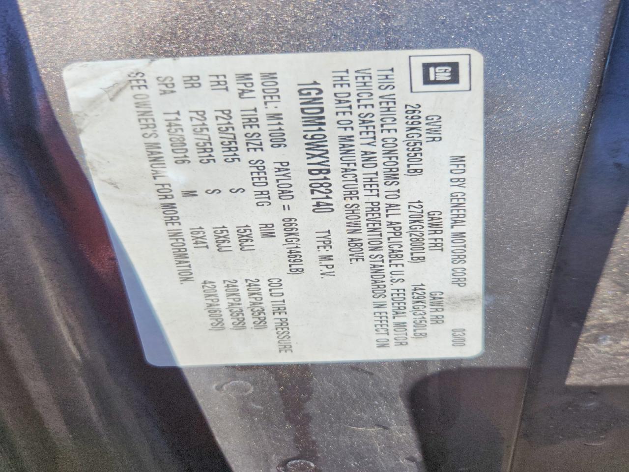 2000 CHEVROLET Astro
