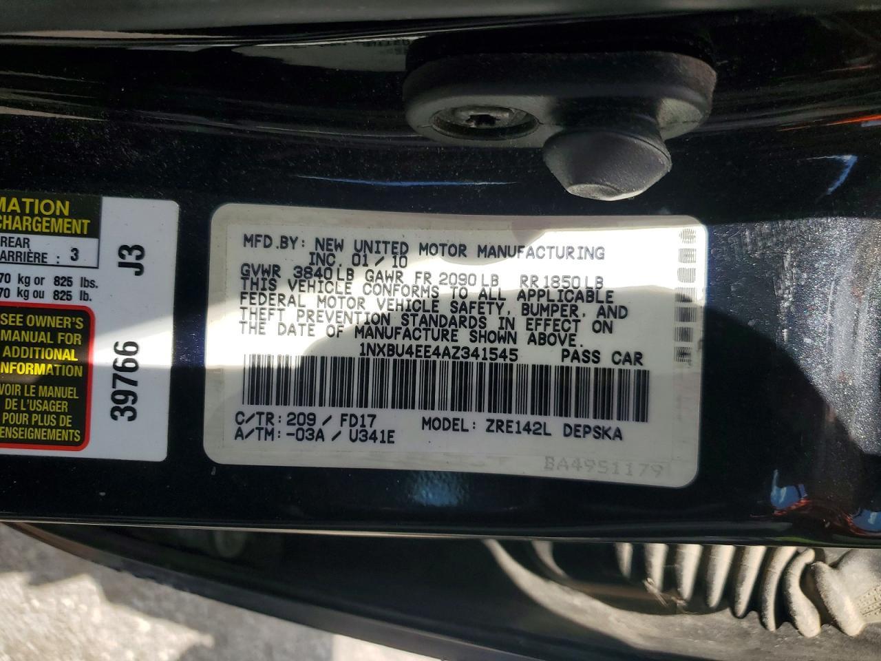 2010 TOYOTA COROLLA