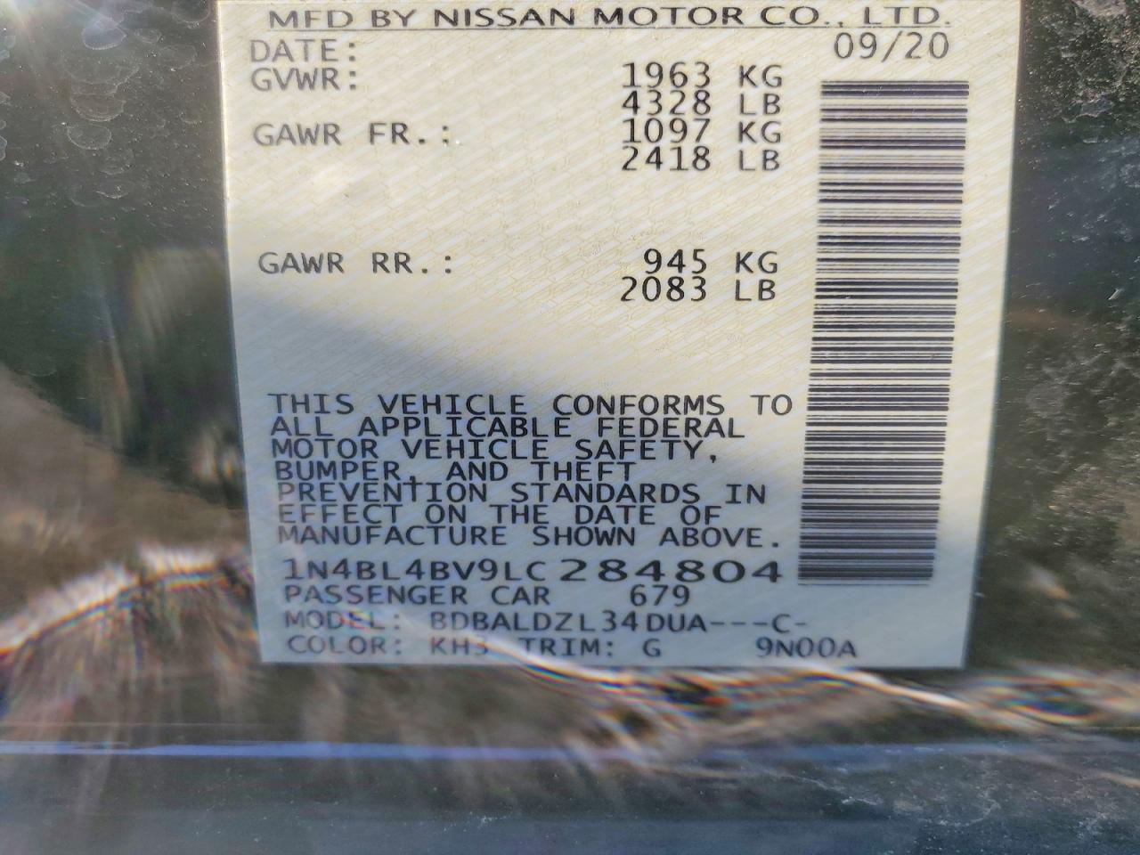 2020 NISSAN ALTIMA