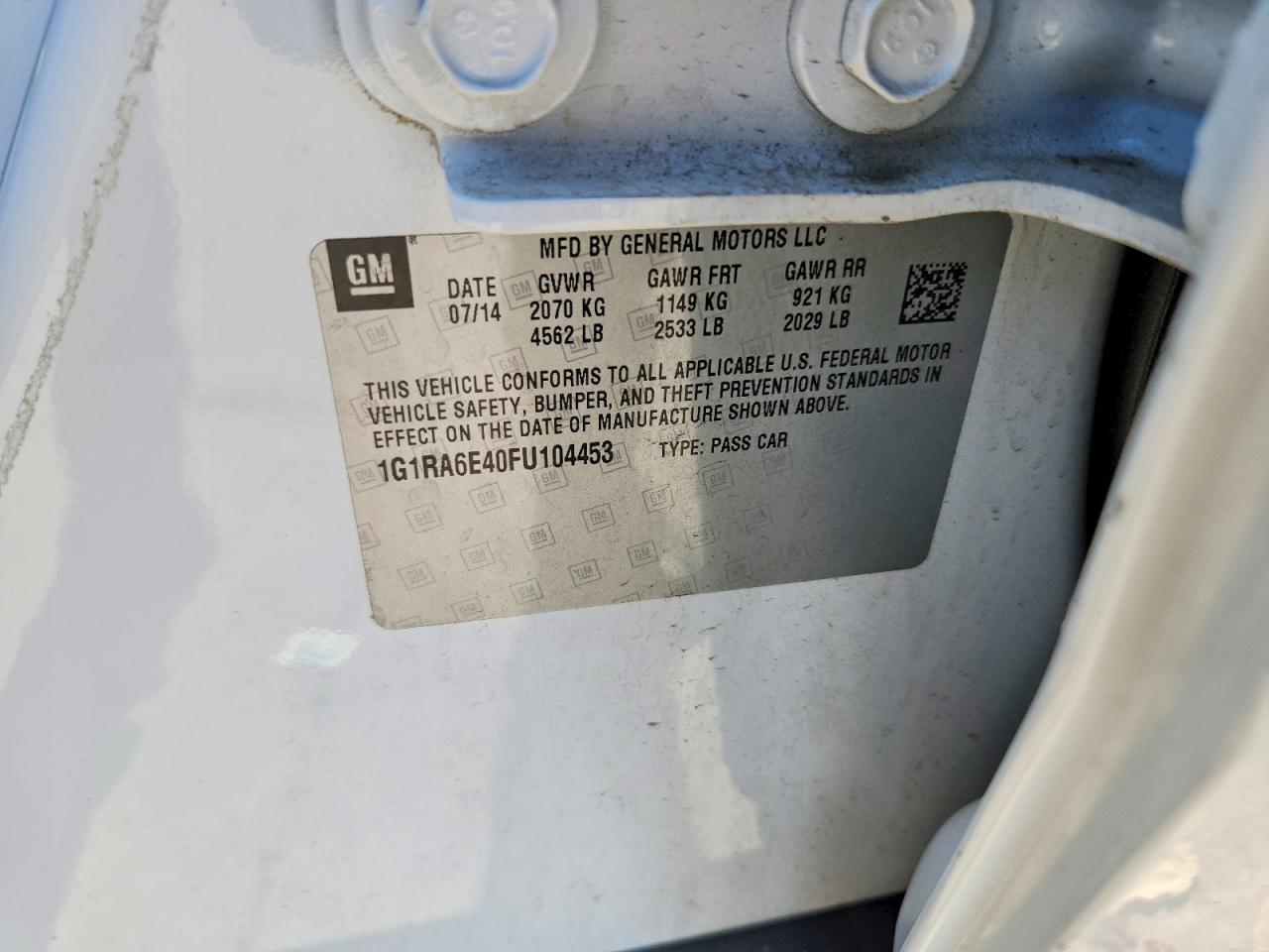 2015 CHEVROLET VOLT