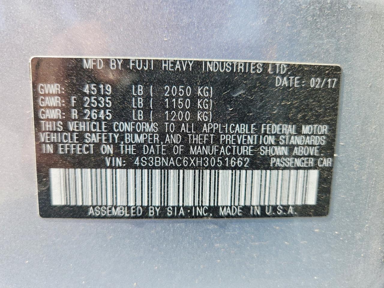 2017 SUBARU Legacy