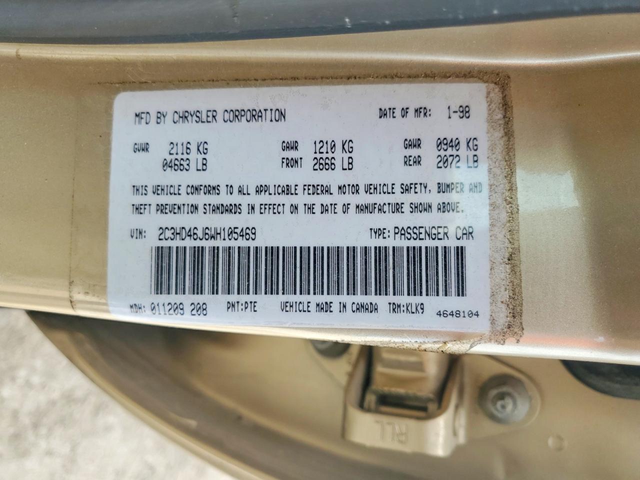 1998 CHRYSLER Concorde