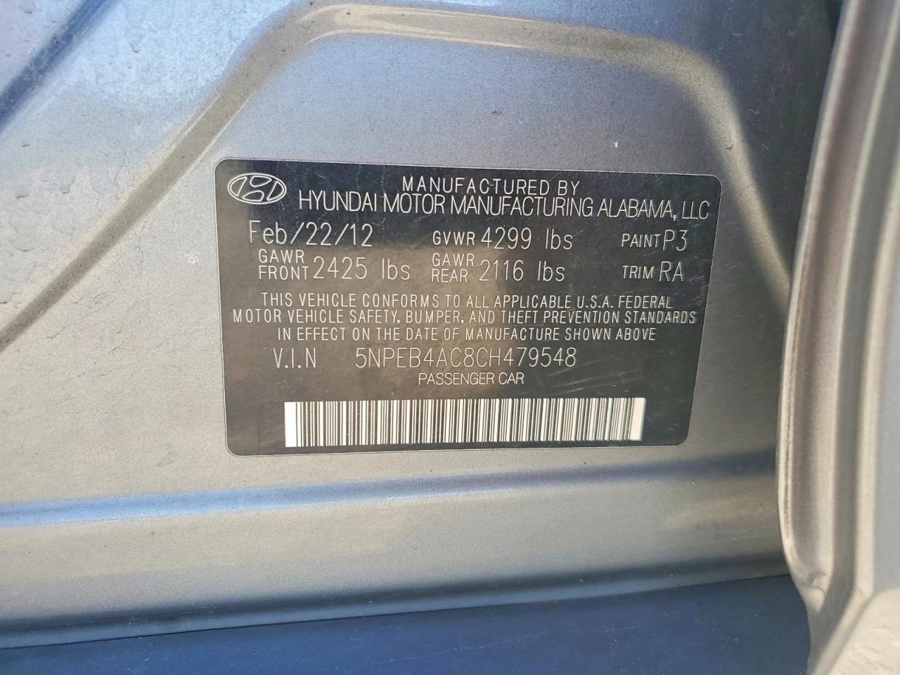 2012 HYUNDAI SONATA
