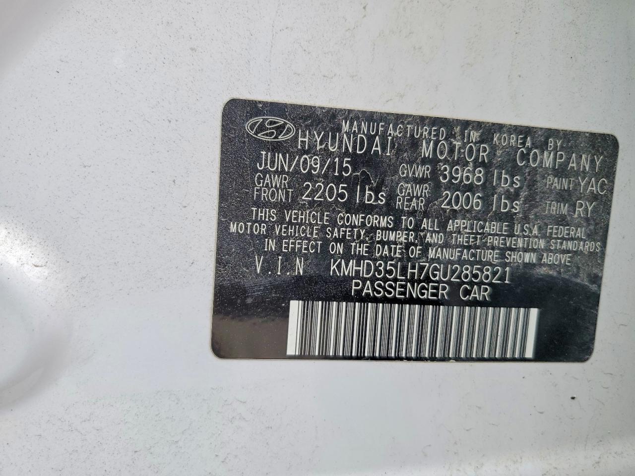 2016 HYUNDAI ELANTRA