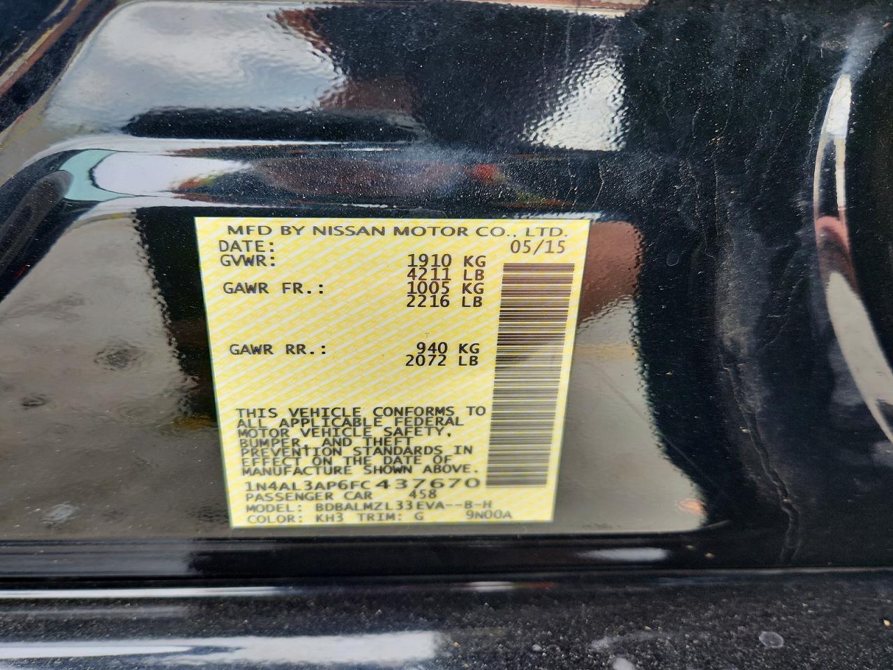 2015 NISSAN ALTIMA
