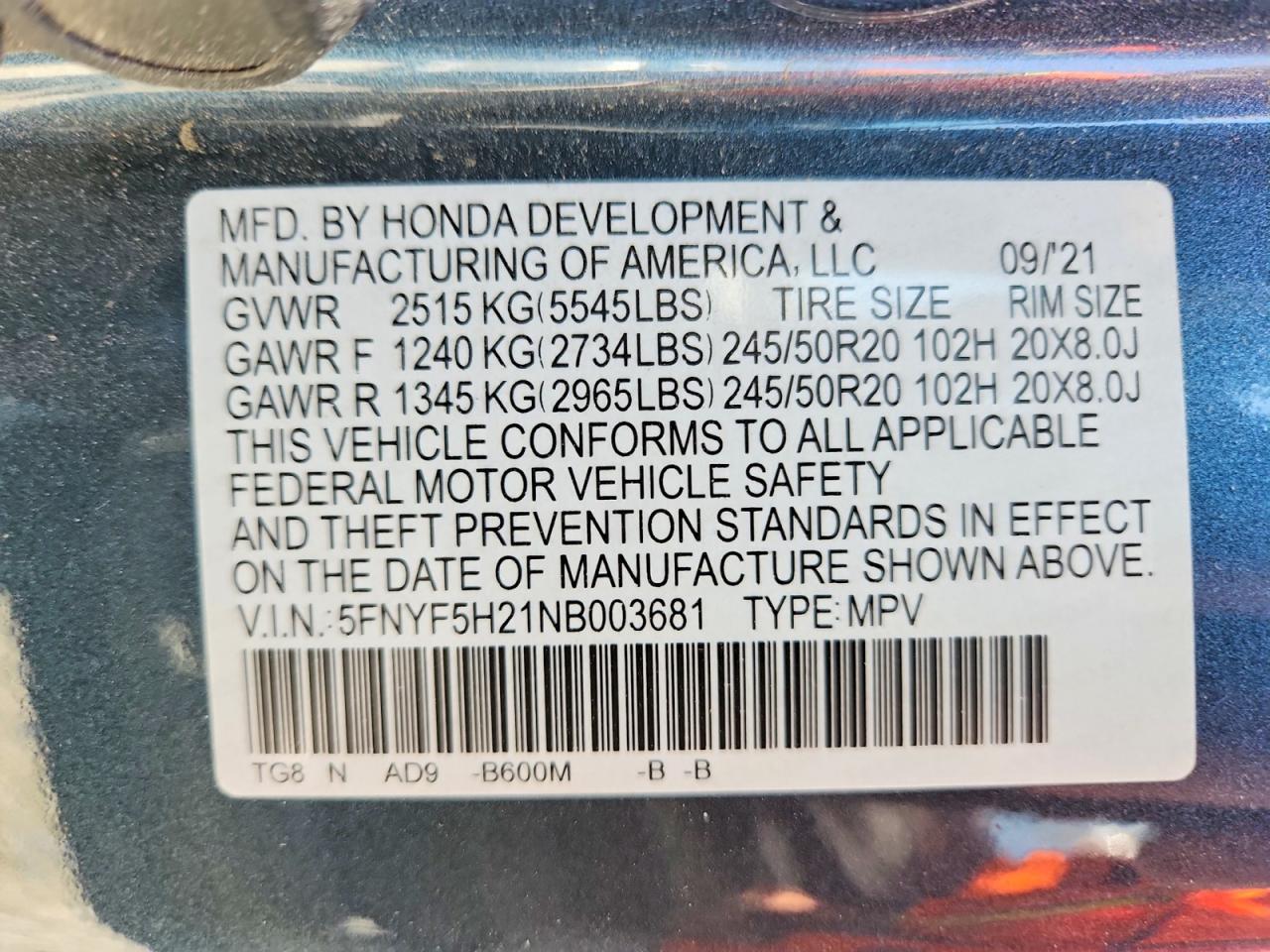 2022 HONDA PILOT