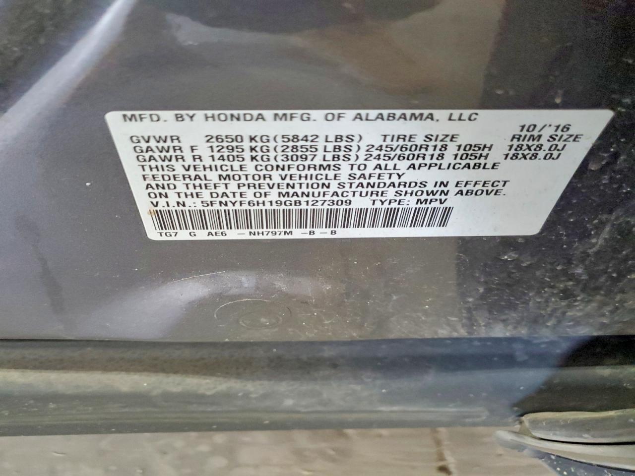 2016 HONDA PILOT