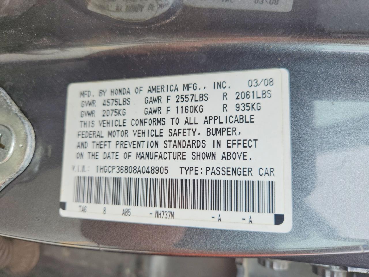 2008 HONDA ACCORD
