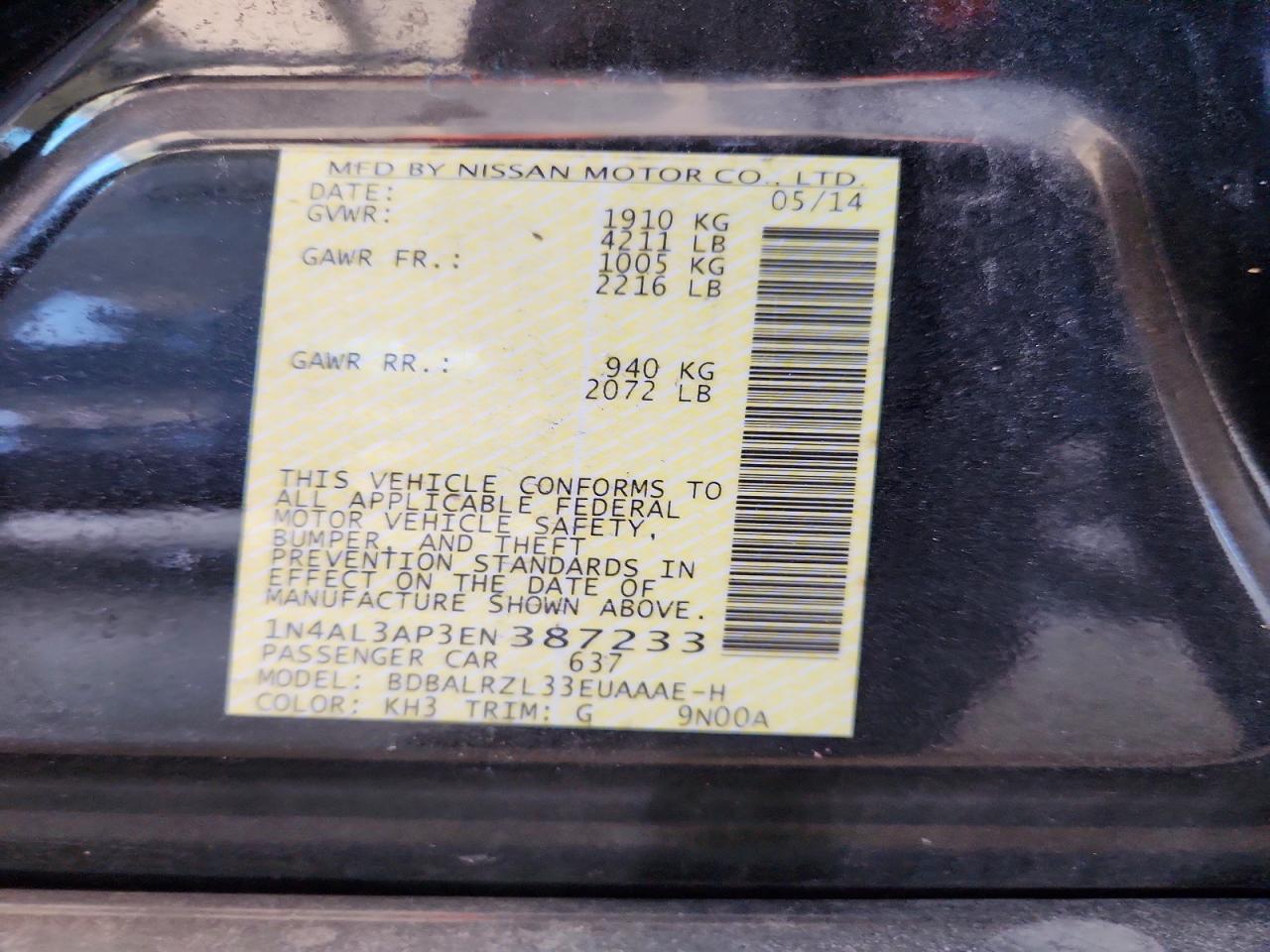 2014 NISSAN ALTIMA