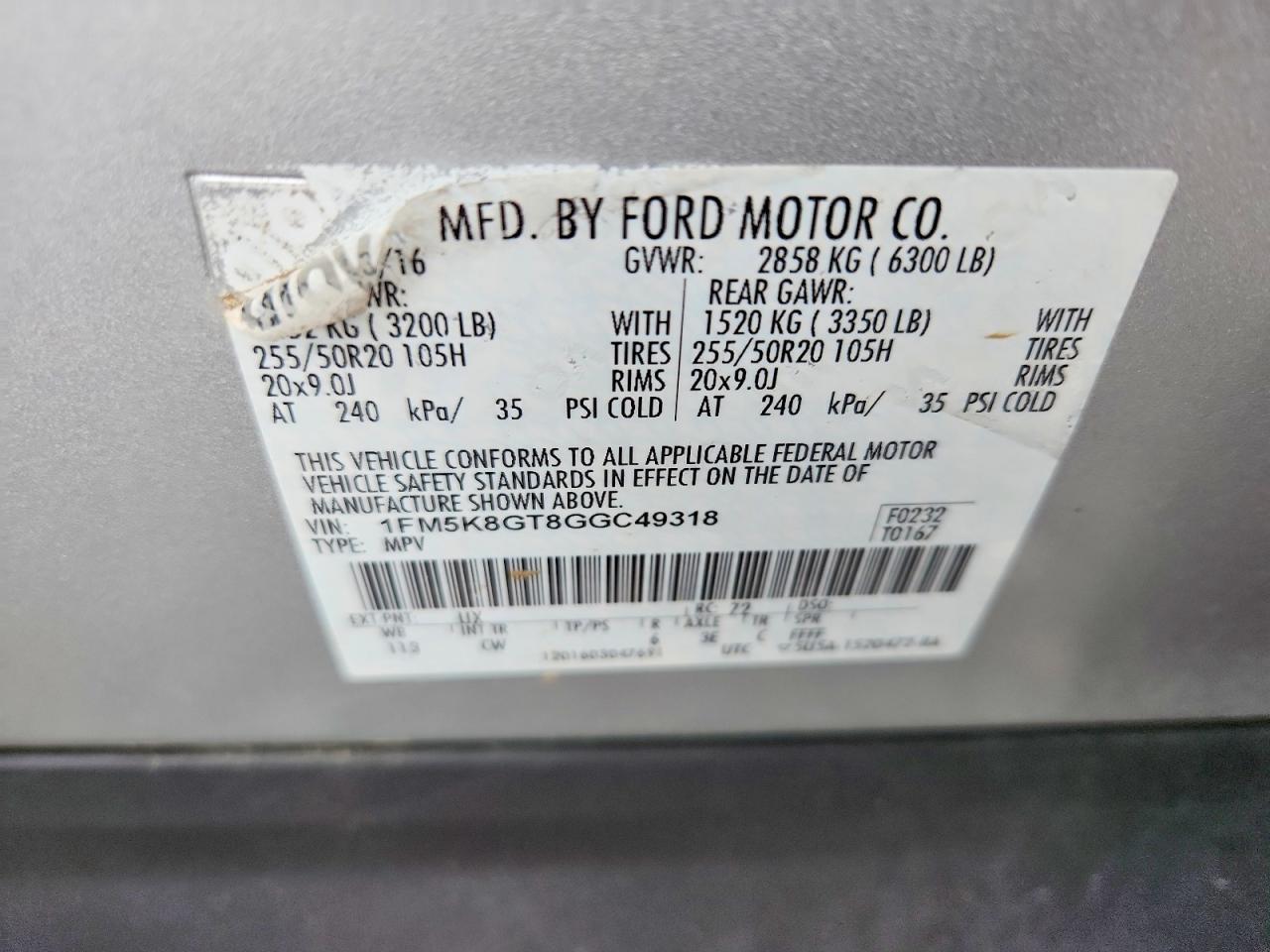 2016 FORD Explorer Sport Trac