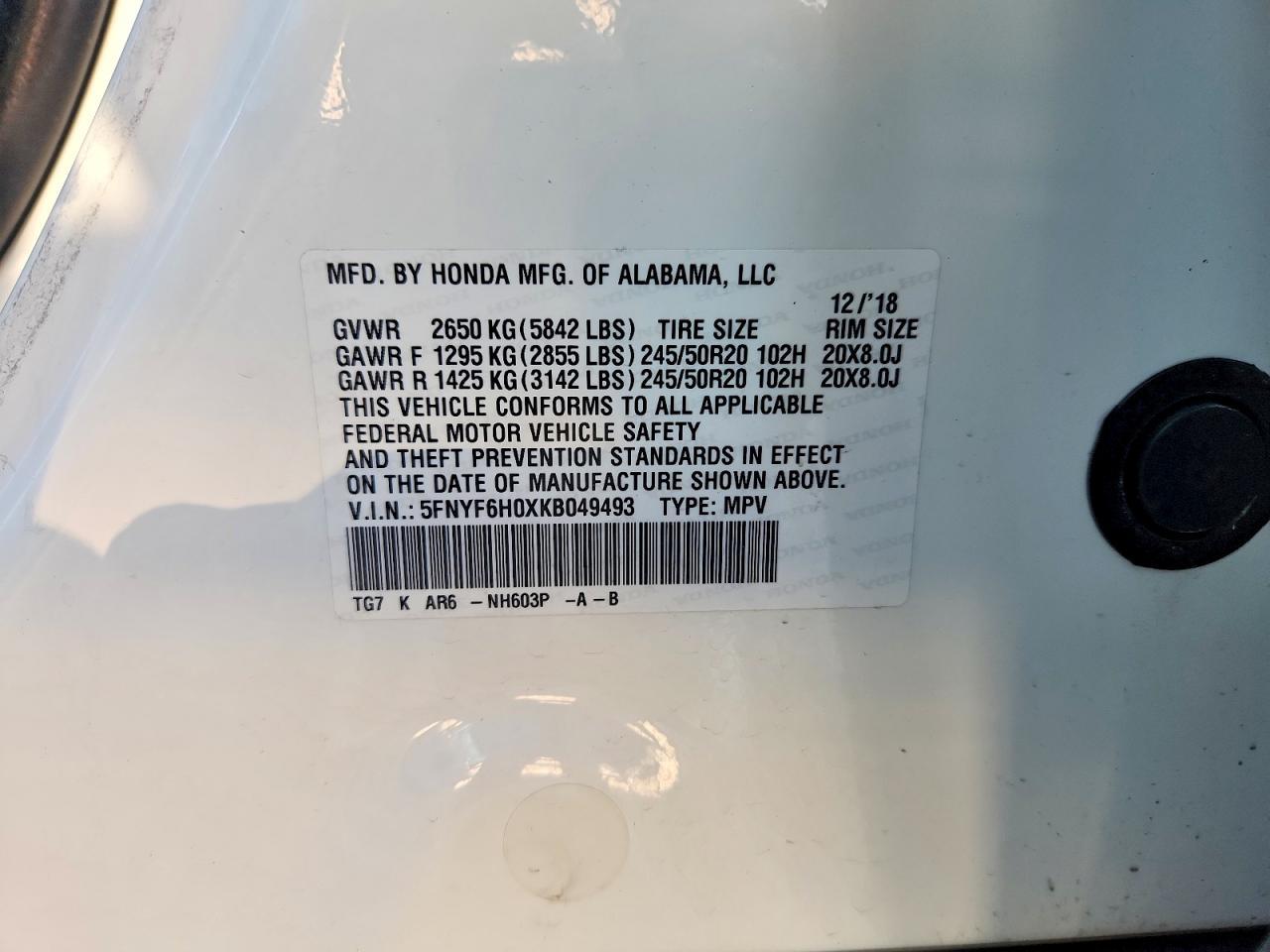 2019 HONDA PILOT
