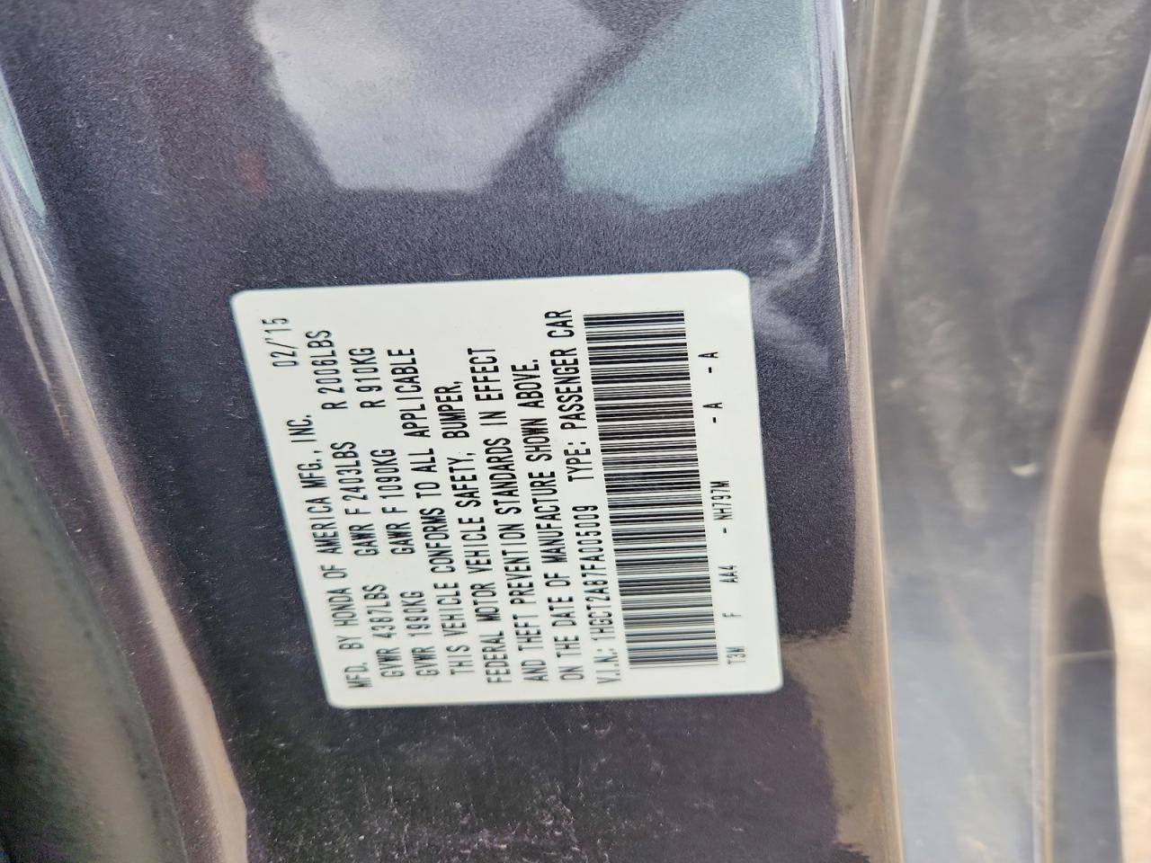 2015 HONDA ACCORD