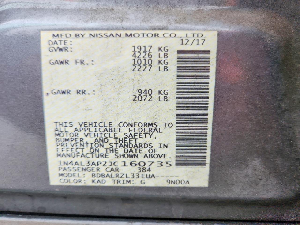 2018 NISSAN ALTIMA