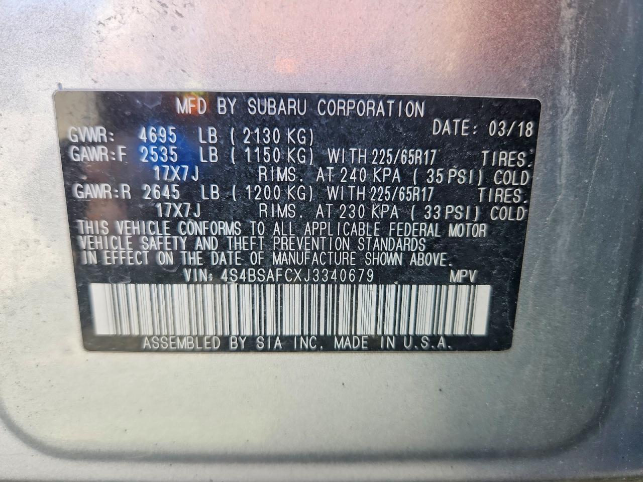 2018 SUBARU Outback