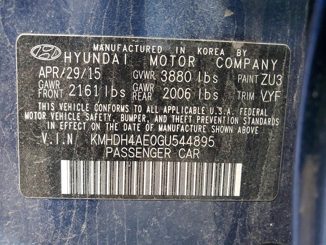 2016 HYUNDAI ELANTRA