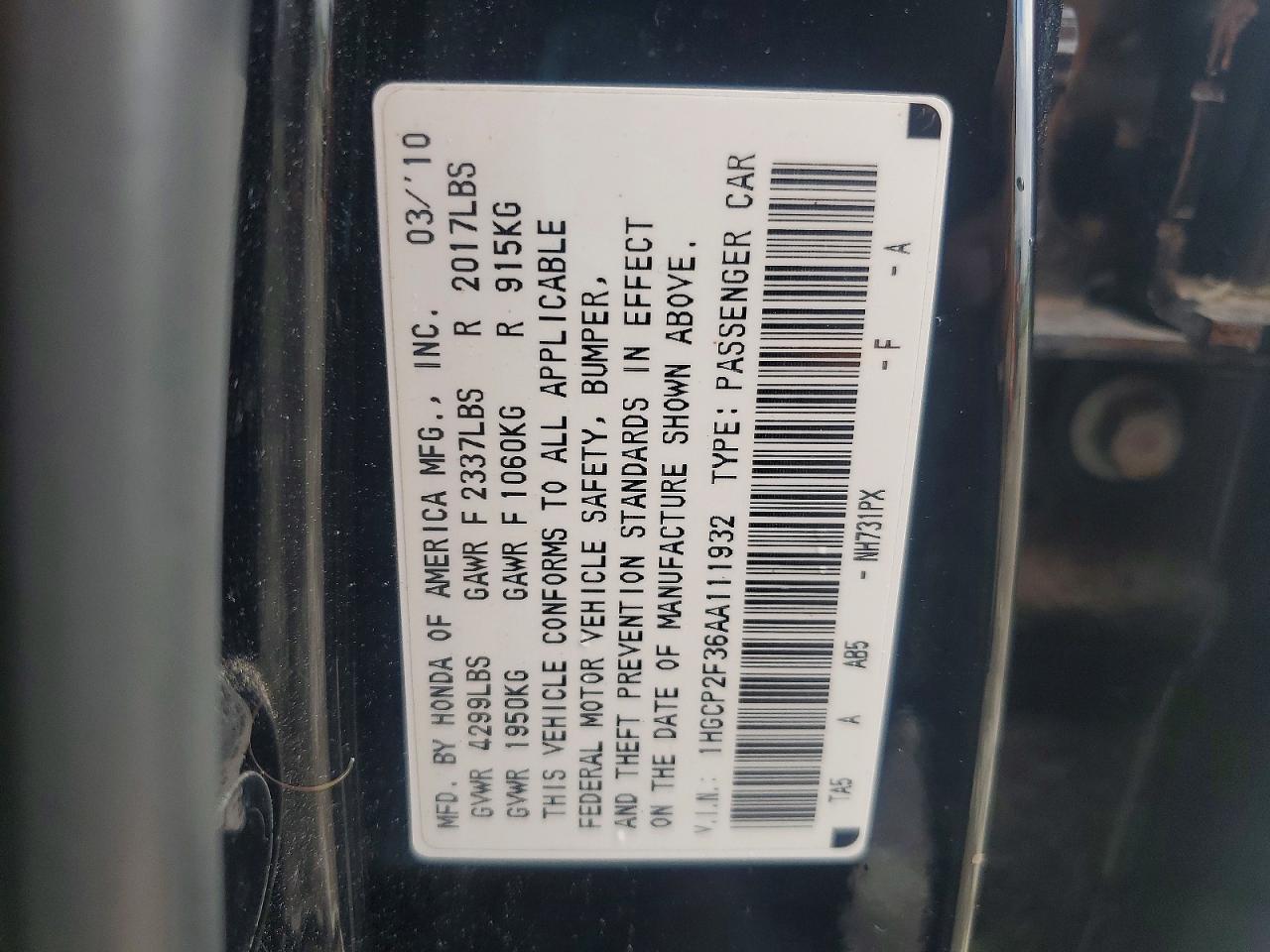 2010 HONDA ACCORD