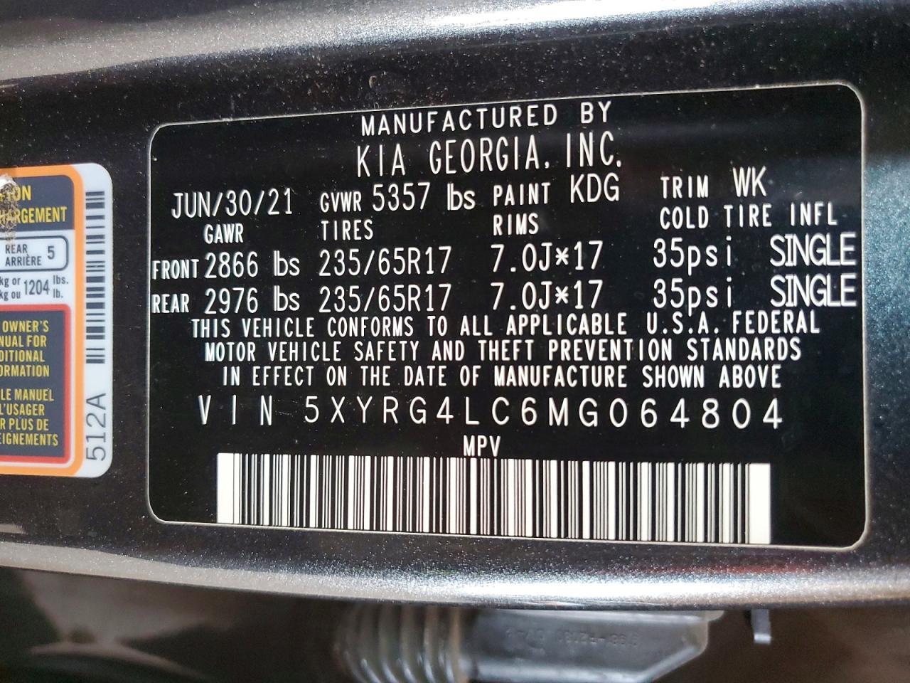 2021 KIA SORENTO
